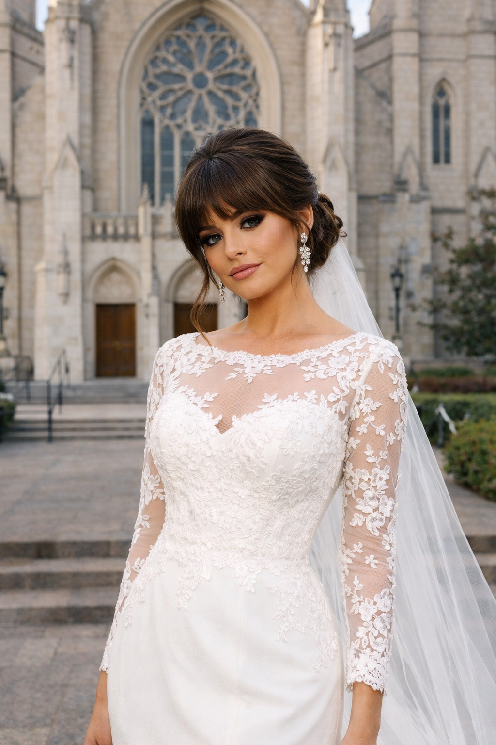 Sugar Land bridal updo hairstyle and makeup