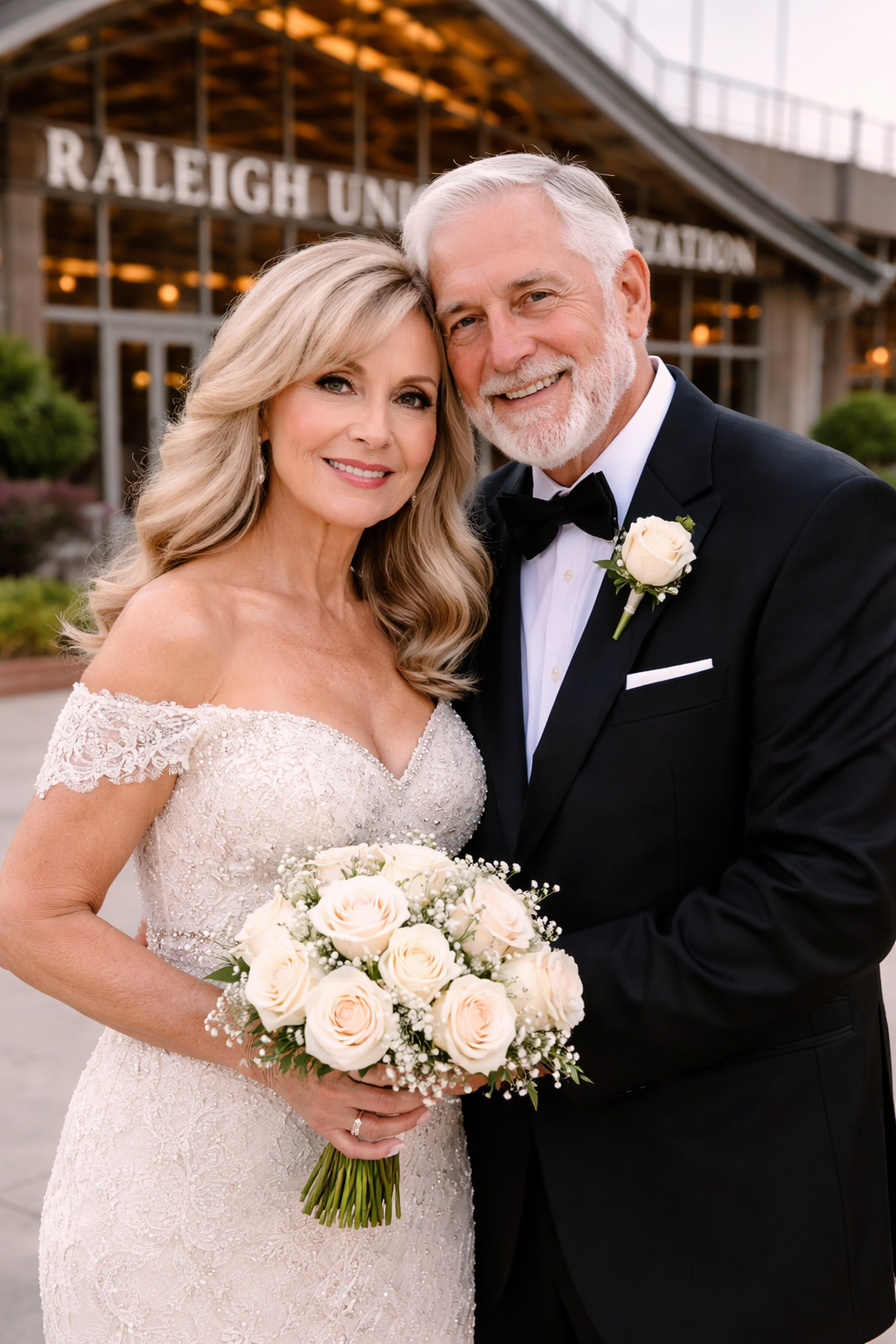 Raleigh wedding hair and makeup bride and groom at venue