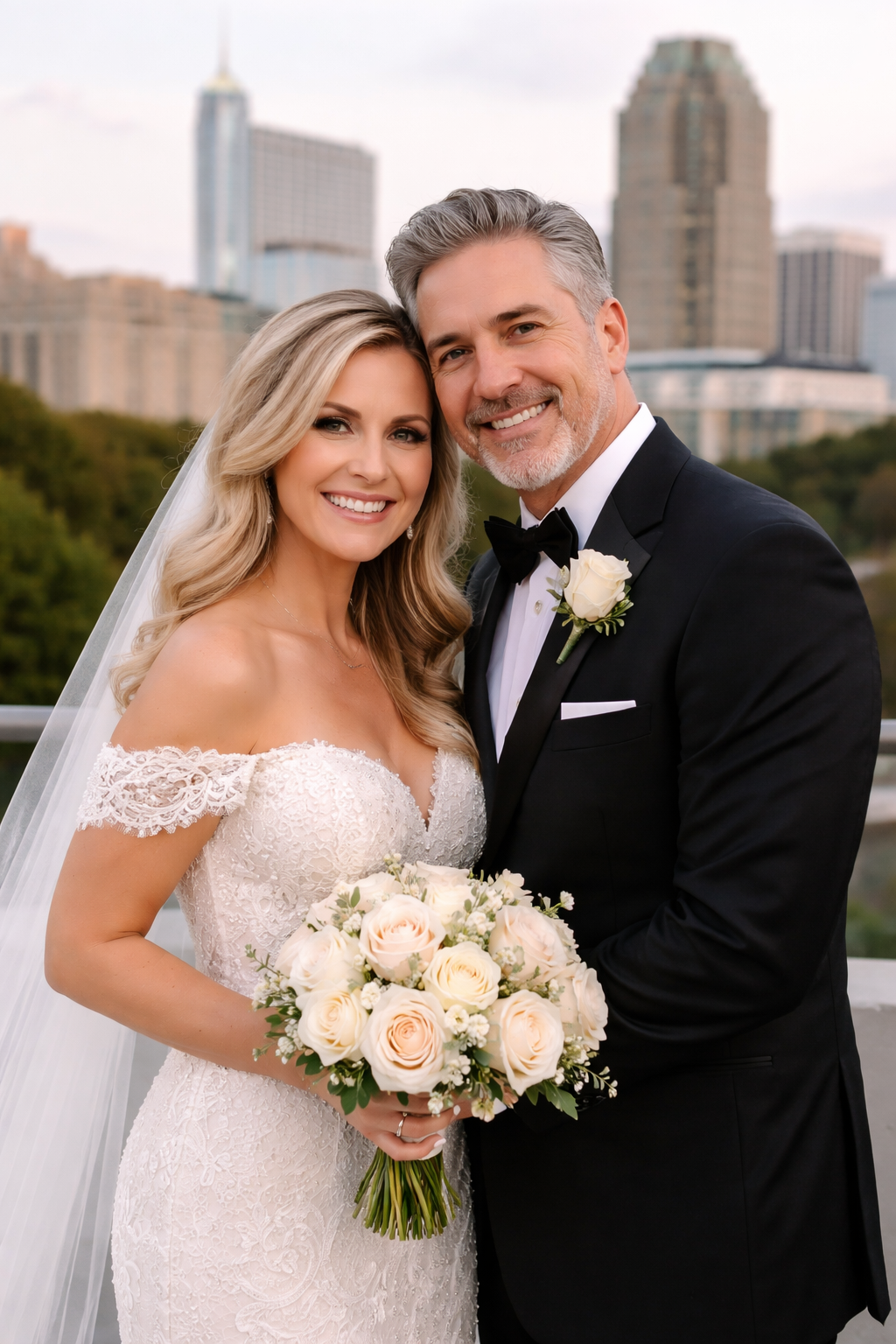 wedding hair and makeup Raleigh NC couple portrait