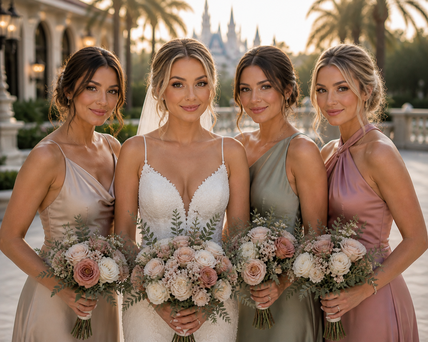 Orlando bridal party hair and makeup with soft glam bridesmaids and luxury wedding beauty styling