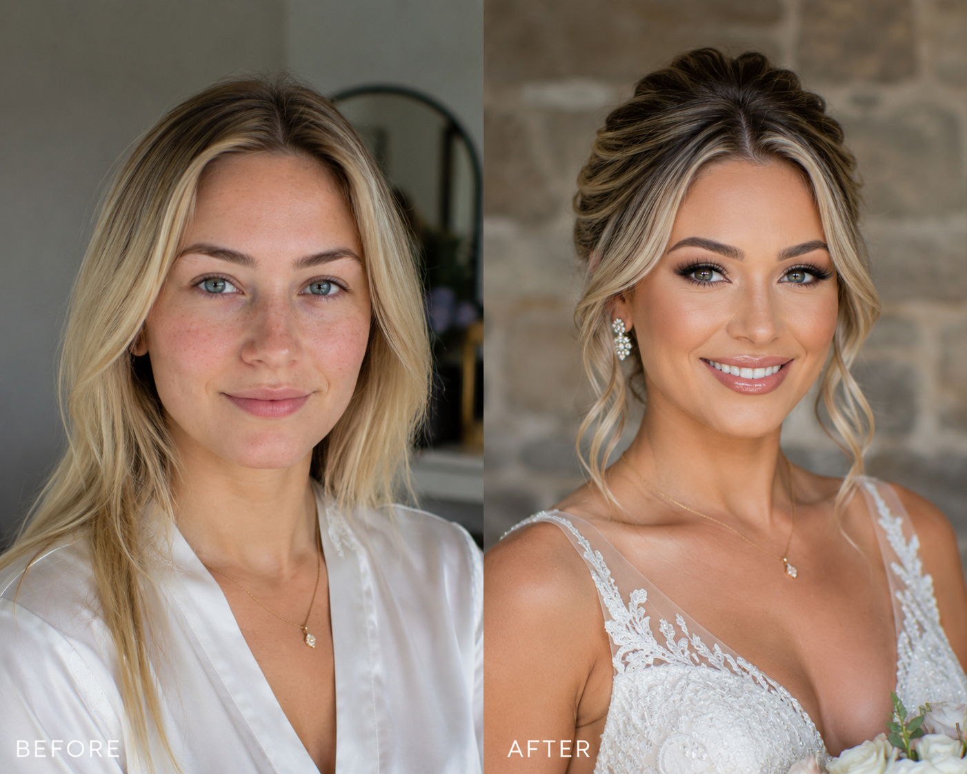 Tulsa bridal makeup transformation before and after