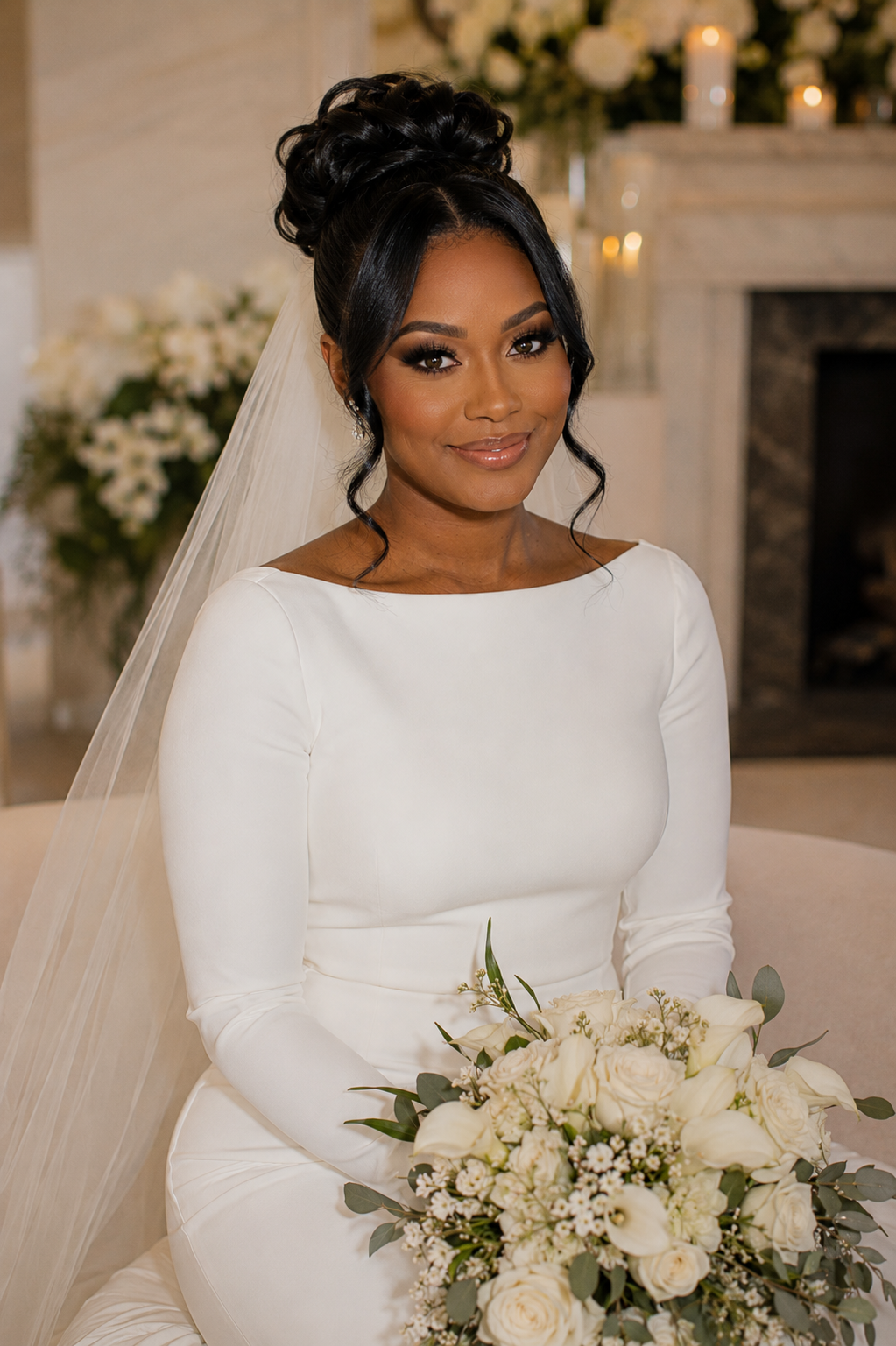 Tulsa elegant bridal updo and soft glam makeup