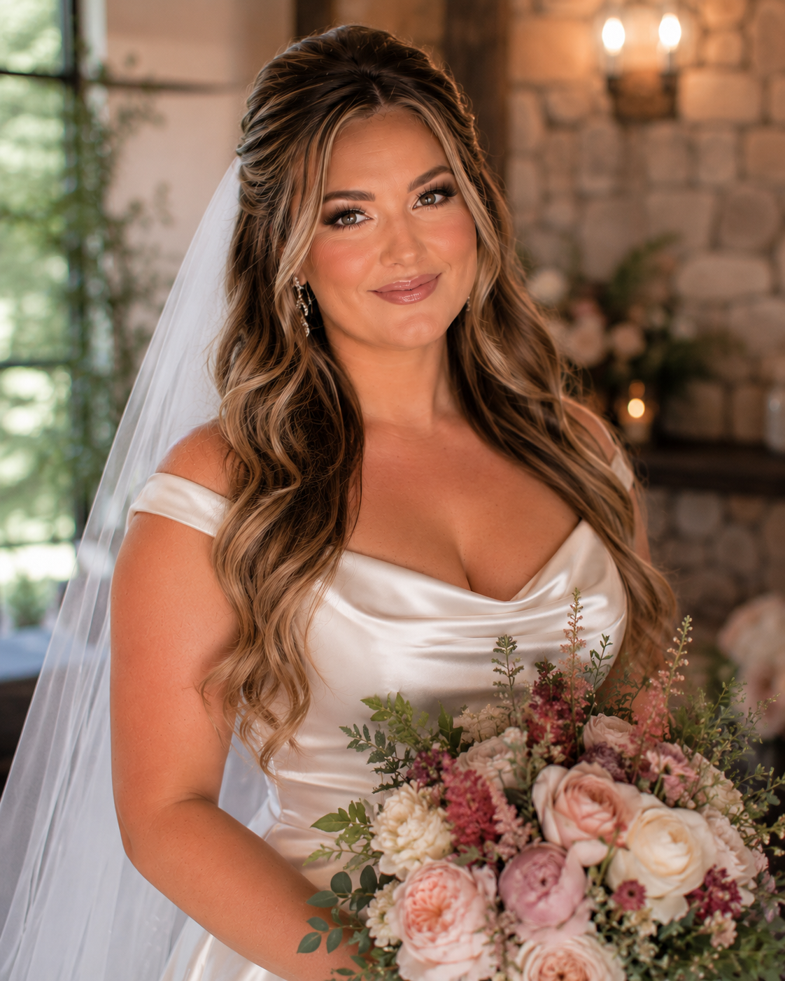 Tulsa romantic bridal hair and makeup