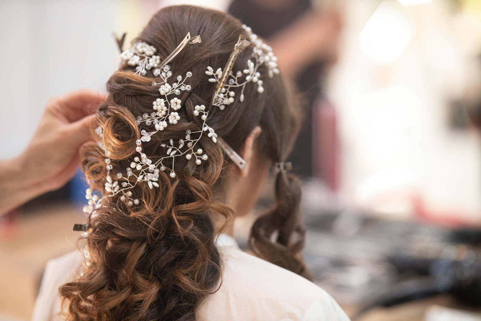 Modern wedding hair styled for an OnSiteGlam bride