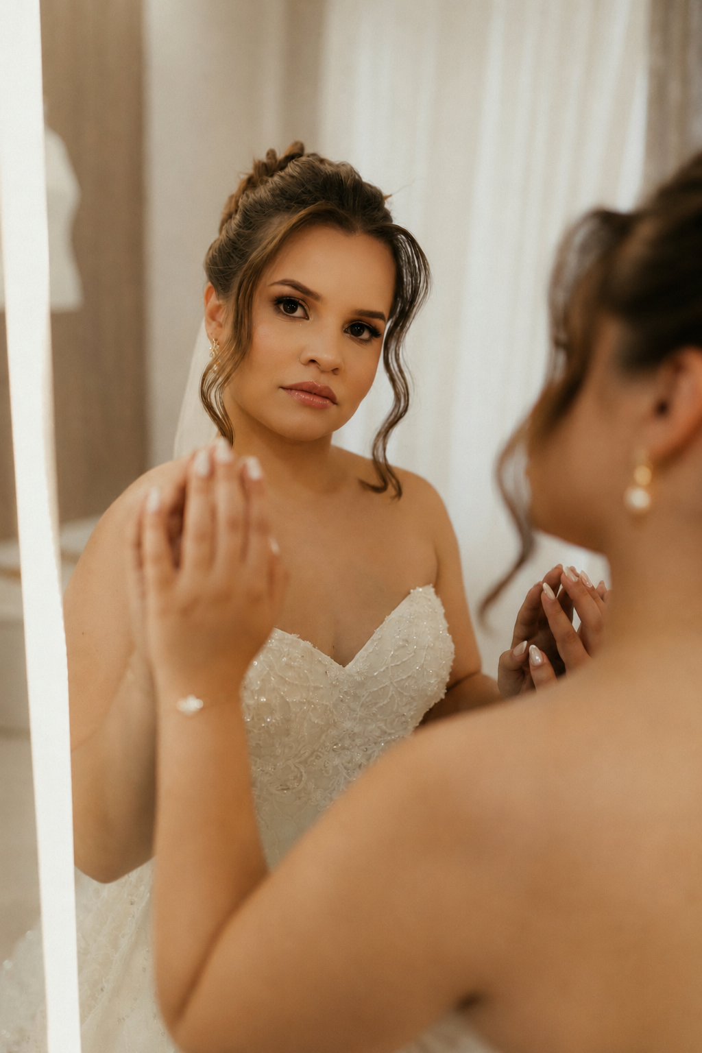 NYC bride with luxury wedding hair and makeup
